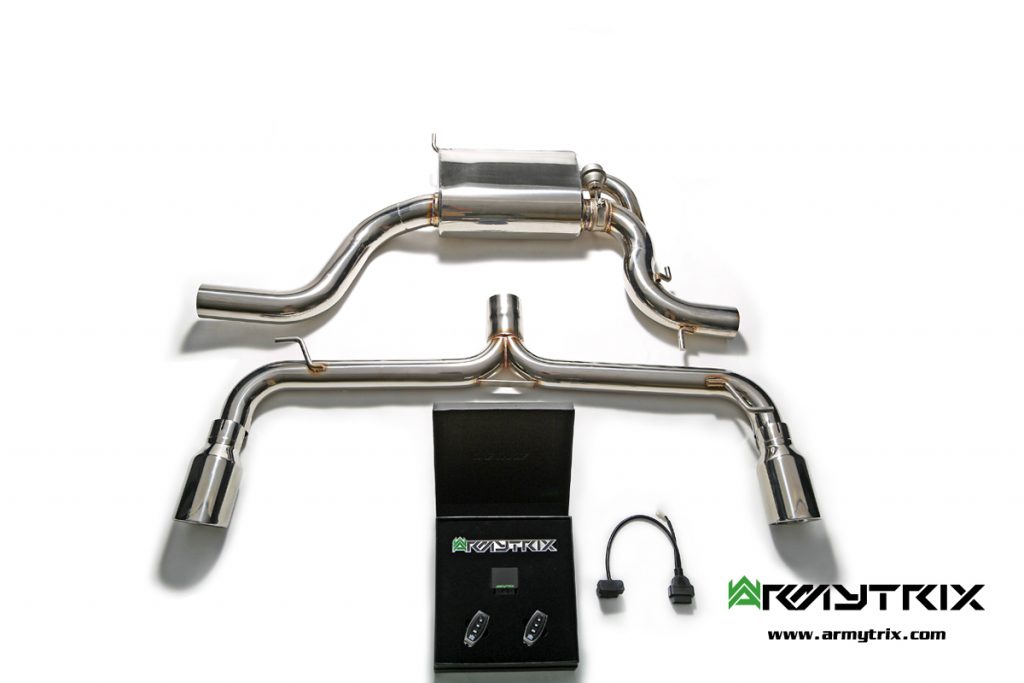 Armytrix – Stainless Steel Valvetronic Muffler (76mm) + link Y pipe + Wireless Remote Control Kit for VW SCIROCCO R 20 TSI