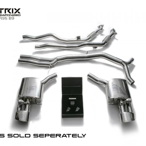 Armytrix – Stainless Steel Front pipe + mid pipe w/ resonator+ mid pipe + valvetronic muffler (L + R) + Wireless remote control kit for AUDI RS5 B9 29 TFSI SPORTBACK