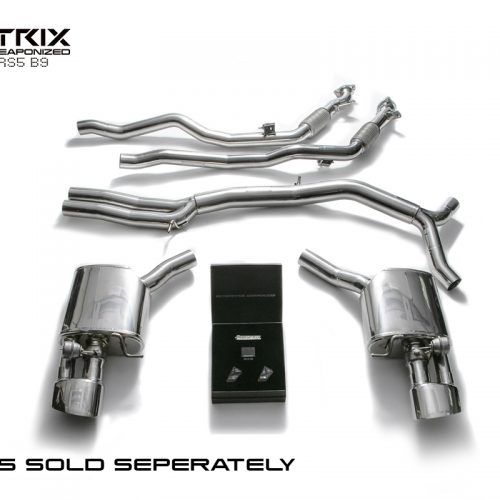 Armytrix – Stainless Steel Front pipe + mid pipe w/ resonator+ mid pipe + valvetronic muffler (L + R) + Wireless remote control kit for AUDI RS4 B9 29 TFSI AVANT
