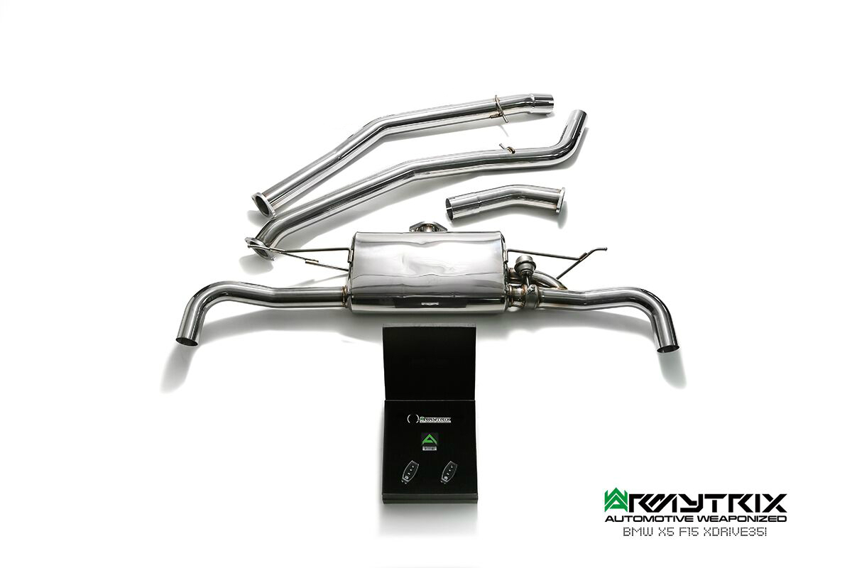 Armytrix – Stainless Steel Front pipe + Mid pipe 1 + Mid pipe 2 + Valvetronic mufflers + Wireless remote control kit for BMW X5 F15 35I