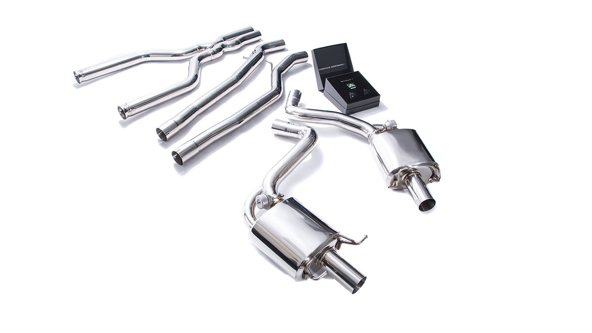 Armytrix – Stainless Steel Front pipe + Front Y-pipe + Mid pipe L+R + Valvetronic Muffler + Wireless Remote Control Kit for MERCEDES-BENZ E-CLASS W213 E63 AMG