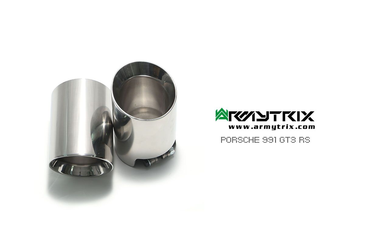 Armytrix – Stainless Steel Quad Chrome Silver Tips (2x101mm) for PORSCHE 911 991 MK1 40L GT3