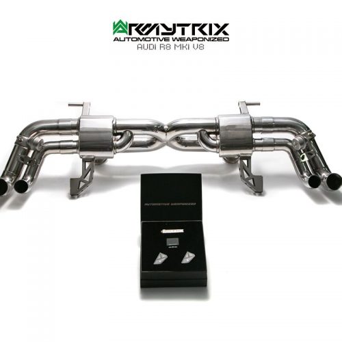 Armytrix – Stainless Steel X pipe mufflers + Valvetronic tailpipe section (L and R) + Wireless remote control kit for AUDI R8 42 42 FSI COUPE