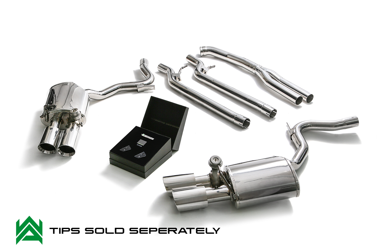 Armytrix – Stainless Steel De-catted Front pipe + Y-pipe + mid-pipe (L and R) + Valvetronic Muffler (L and R) + Wireless Remote Control Kit for PORSCHE PANAMERA 971 30L