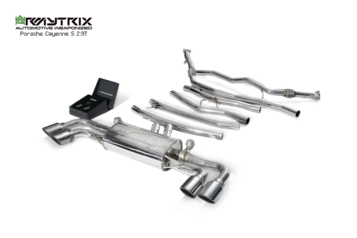 Armytrix – Stainless Steel Front pipe + Mid pipe 1+ Mid pipe 2 + Valvetronic muffler + Wireless remote control kit for PORSCHE CAYENNE E3 29L S
