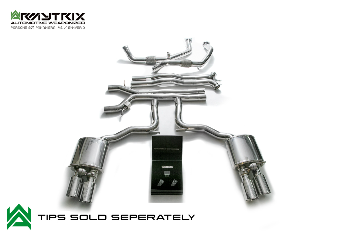 Armytrix – Stainless Steel Secondary decatted down pipe + Y-pipe + mid-pipe + Valvetronic Muffler + Wireless Remote Control Kit for PORSCHE PANAMERA 971 29L 4S SPORT TURISMO